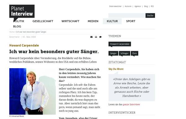 Vorschau von www.planet-interview.de, Ich war kein besonders guter Sänger