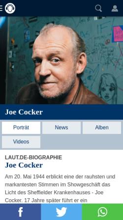 Vorschau der mobilen Webseite www.laut.de, Joe Cocker (Porträt)