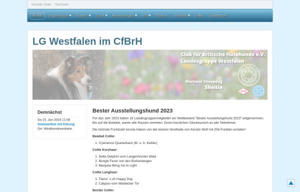 Vorschau von www.cfbrh-lgwf.de, LG Westfalen Club für Britische Hütehunde e.V.