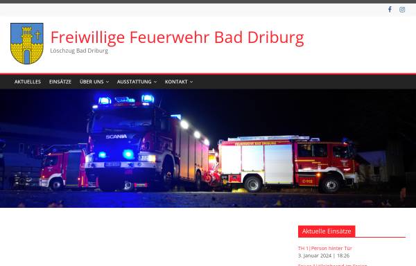 Vorschau von www.feuerwehr-bad-driburg.de, Freiwillige Feuerwehr Bad Driburg