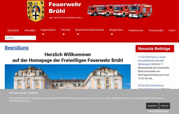 Vorschau von www.feuerwehr-bruehl.de, Freiwillige Feuerwehr Brühl