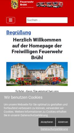 Vorschau der mobilen Webseite www.feuerwehr-bruehl.de, Freiwillige Feuerwehr Brühl