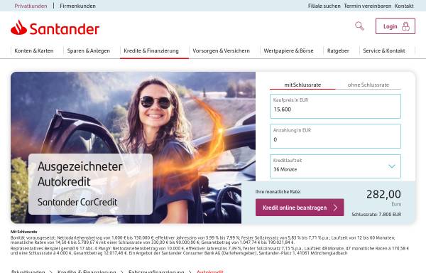 Vorschau von carcredit.de, Carcredit.de by Santander Consumer Bank