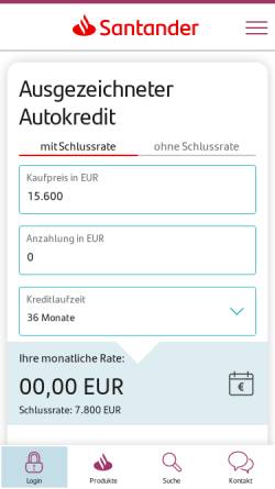 Vorschau der mobilen Webseite carcredit.de, Carcredit.de by Santander Consumer Bank