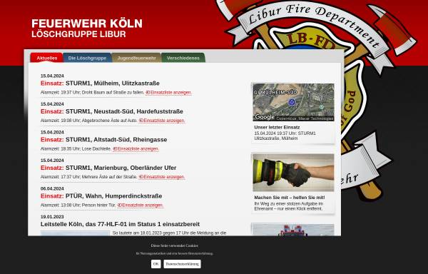 Vorschau von www.feuerwehr-libur.de, Freiwillige Feuerwehr Köln, Löschgruppe Libur
