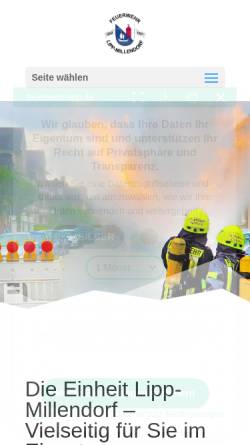 Vorschau der mobilen Webseite www.feuerwehr-lipp.de, Freiwillige Feuerwehr Lipp-Millendorf