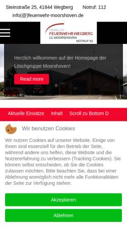 Vorschau der mobilen Webseite www.feuerwehr-moorshoven.de, Freiwillige Feuerwehr Moorshoven