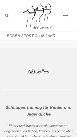 Vorschau der mobilen Webseite www.bogensport-lahr.de, Bogen-Sport-Club Lahr e.V.