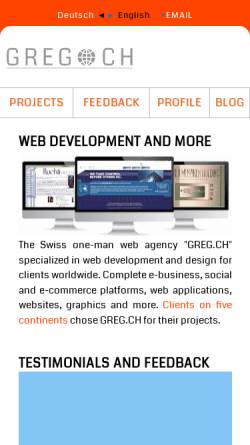 Vorschau der mobilen Webseite www.greg.ch, GL Design