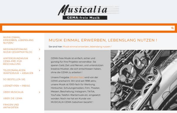 Vorschau von www.musicalia.de, Musicalia Musikservice, Wolfgang Gurlit