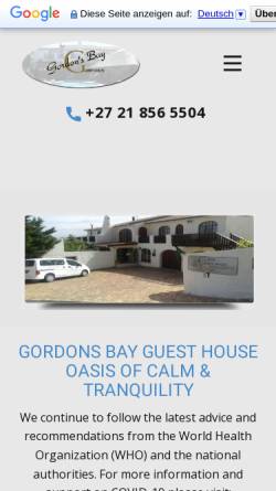 Vorschau der mobilen Webseite www.gordonsbay-guesthouse.com, Gordon´s Bay Guesthouse