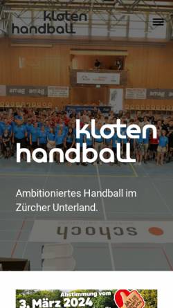 Vorschau der mobilen Webseite www.hckloten.ch, Handballclub Kloten