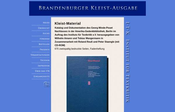 Vorschau von www.textkritik.de, Kleist-Material