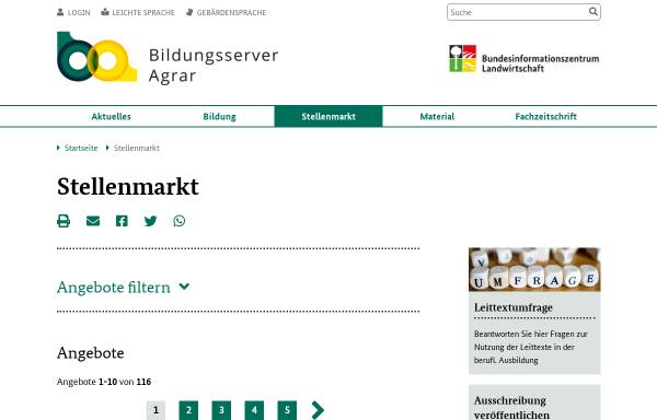 Vorschau von www.bildungsserveragrar.de, Bildungsserver Agrar