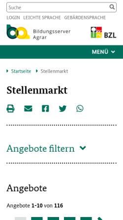 Vorschau der mobilen Webseite www.bildungsserveragrar.de, Bildungsserver Agrar