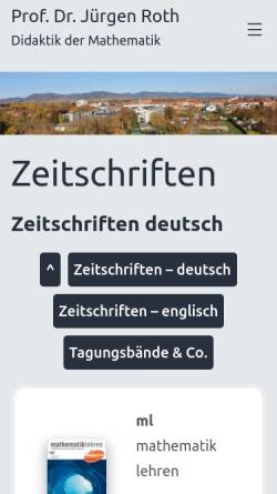 Vorschau der mobilen Webseite www.juergen-roth.de, Zeitschriften zur Didaktik der Mathematik