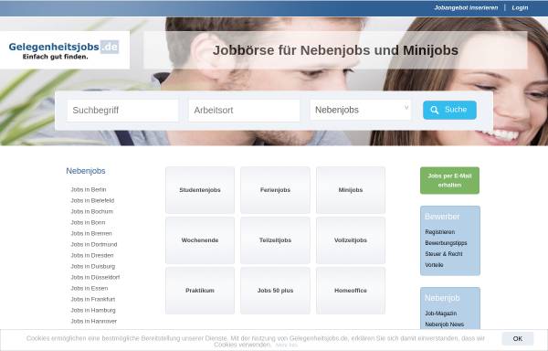 Vorschau von www.gelegenheitsjobs.de, Gelegenheitsjobs