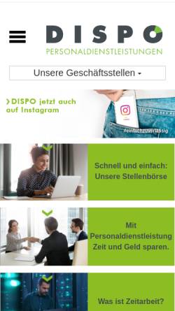 Vorschau der mobilen Webseite www.dispo-personal.de, Dispo Beteiligungsgesellschaft mbH