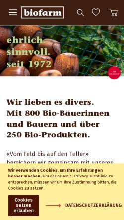 Vorschau der mobilen Webseite www.biofarm.ch, Biofarm Genossenschaft