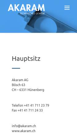 Vorschau der mobilen Webseite akaram.de, Akaram AG