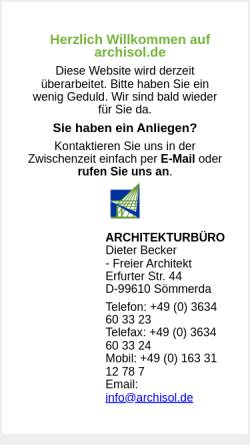 Vorschau der mobilen Webseite www.archisol.de, Dieter Becker, Architekturbüro