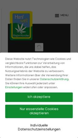 Vorschau der mobilen Webseite www.hanfwelt.at, Familie Riegler-Nurscher