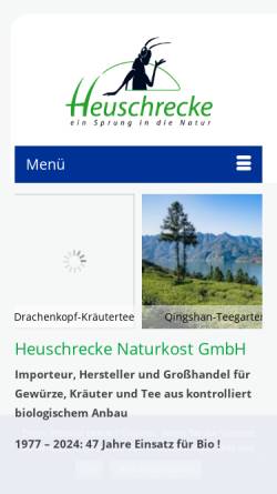 Vorschau der mobilen Webseite www.heuschrecke.com, Heuschrecke Naturkost GmbH