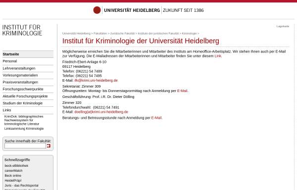 Vorschau von www.uni-heidelberg.de, Universität Heidelberg - Institut für Kriminologie