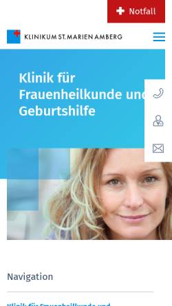 Vorschau der mobilen Webseite www.klinikum-amberg.de, Frauenklinik des Klinikums St. Marien, Amberg