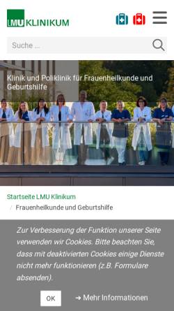 Vorschau der mobilen Webseite www.klinikum.uni-muenchen.de, Klinik und Poliklinik für Frauenheilkunde und Geburtshilfe Maisstraße München