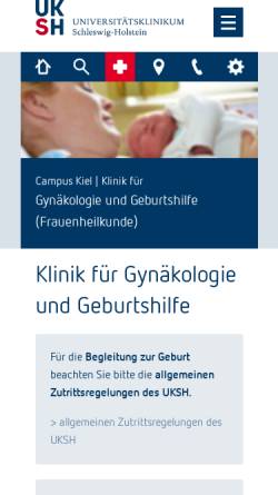 Vorschau der mobilen Webseite www.uksh.de, Universität Kiel, Klinik für Gynäkologie und Geburtshilfe