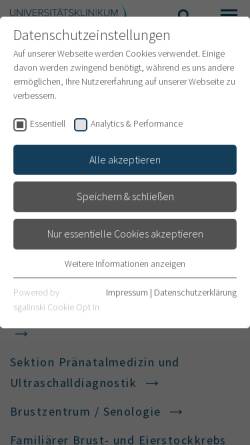 Vorschau der mobilen Webseite www.klinikum.uni-heidelberg.de, Universitäts Frauenklinik Heidelberg