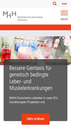 Vorschau der mobilen Webseite www.mh-hannover.de, Zentrum für Frauenheilkunde, Medizinische Hochschule Hannover