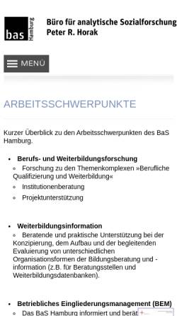 Vorschau der mobilen Webseite www.bas-hamburg.de, BaS Büro für analytische Sozialforschung