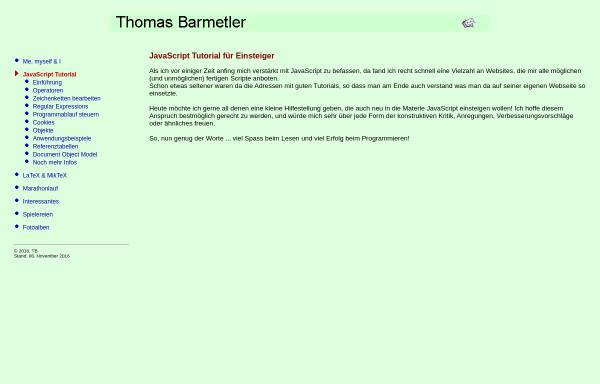 Vorschau von www.barmetler.de, JavaScript Tutorial