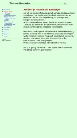 Vorschau der mobilen Webseite www.barmetler.de, JavaScript Tutorial