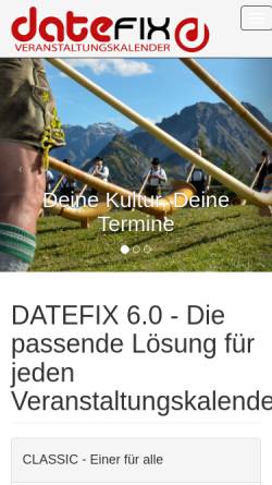 Vorschau der mobilen Webseite www.datefix.de, Datefix Veranstaltungskalender