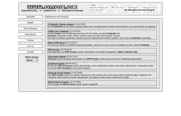 Vorschau von www.omog.de, Omog.de - PHP Scripte - Generatoren - Schnipsel