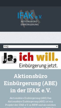 Vorschau der mobilen Webseite www.einbuergern.de, Aktionsbüro Einbürgerung (ABE)
