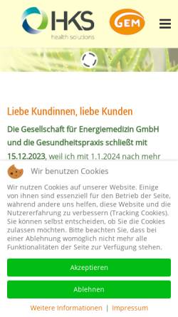 Vorschau der mobilen Webseite www.energiemedizin.com, Gesellschaft für Energiemedzin GmbH