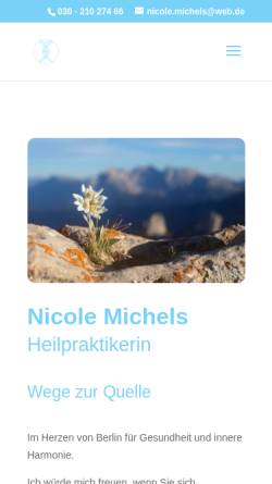 Vorschau der mobilen Webseite www.heilpraktikerin-michels.de, Nicole Michels - Bioenergetik Extrasens