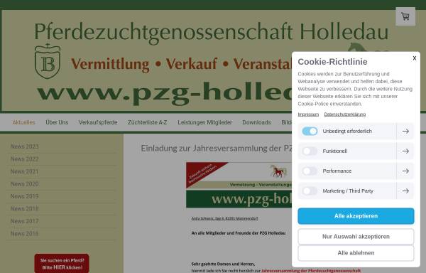 Vorschau von www.pzg-holledau.de, Pferdezucht-Genossenschaft Holledau