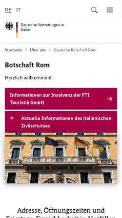 Vorschau der mobilen Webseite rom.diplo.de, Deutsche Botschaft (Rom)