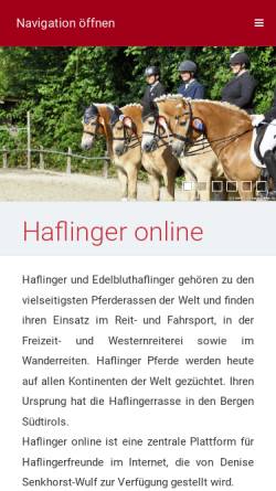 Vorschau der mobilen Webseite www.haflinger-online.de, Haflinger Online