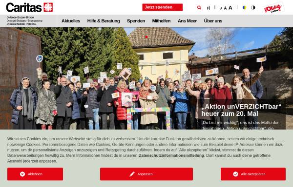 Vorschau von www.caritas.bz.it, Caritas Diözese Bozen-Brixen