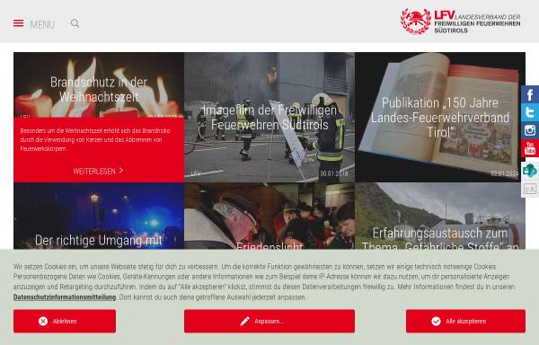 Vorschau von www.lfvbz.it, Landesverband der Freiwilligen Feuerwehren Südtirols