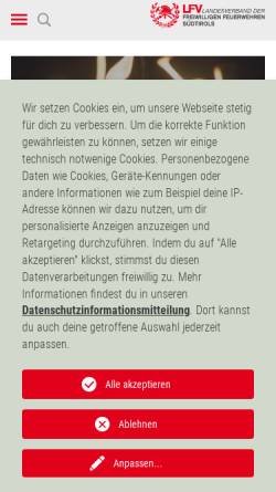 Vorschau der mobilen Webseite www.lfvbz.it, Landesverband der Freiwilligen Feuerwehren Südtirols