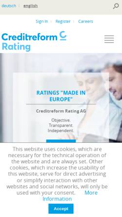 Vorschau der mobilen Webseite www.creditreform-rating.de, Creditreform Rating AG