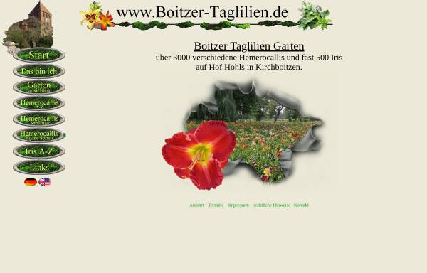 Vorschau von www.boitzer-taglilien.de, Boitzer Taglilien Garten