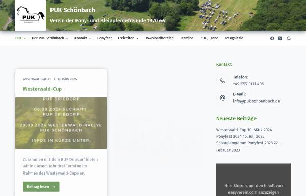 Vorschau von www.puk-schoenbach.de, Pony- und Kleinpferdeverein Schönbach e.V.